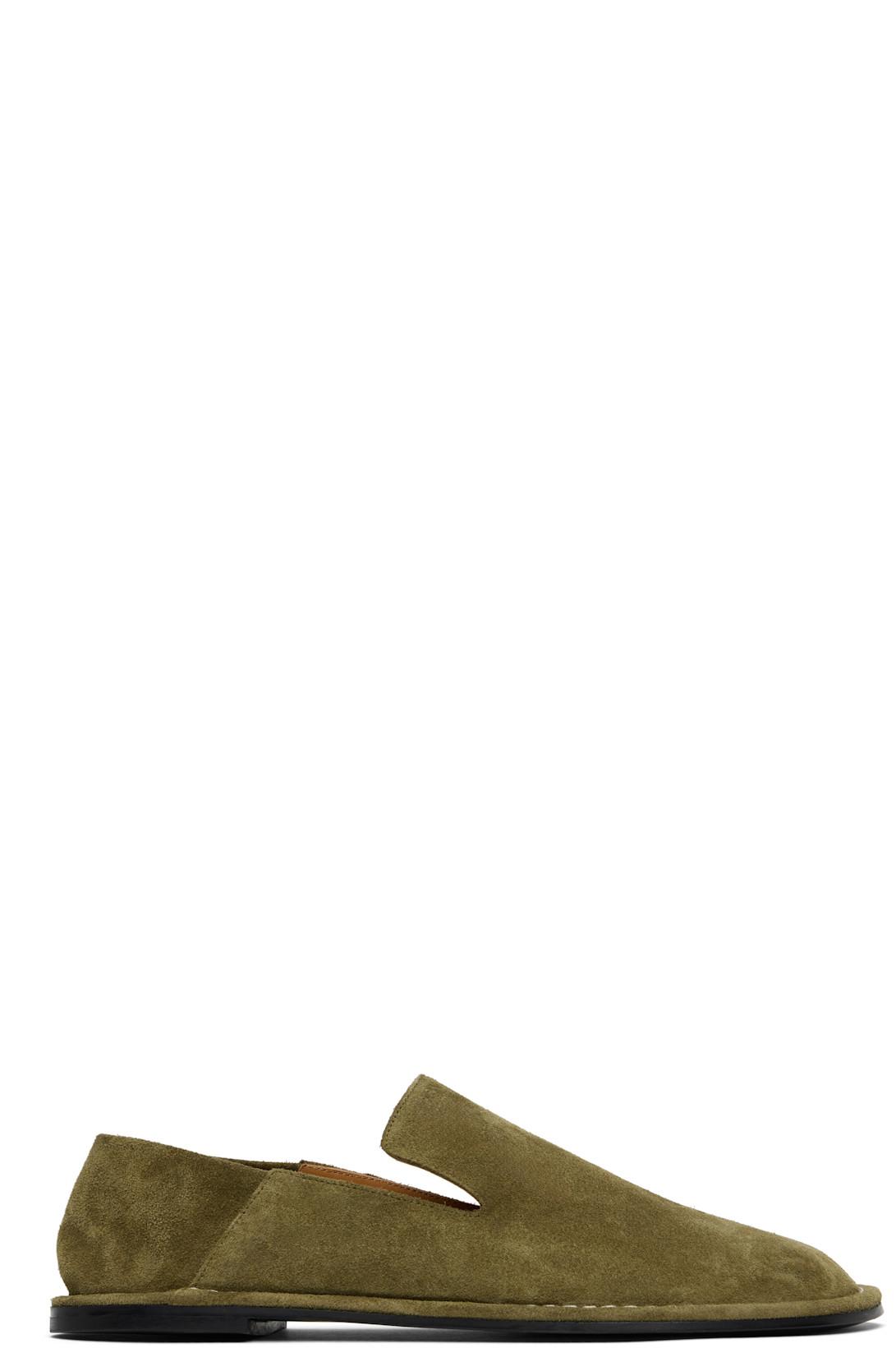 Khaki Leather Midi Slippers by AMI