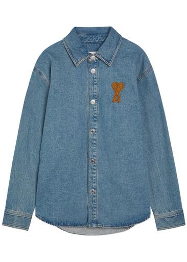 Logo-appliquéd denim overshirt by AMI