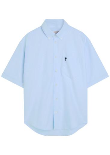 Logo-embroidered cotton gabardine shirt by AMI