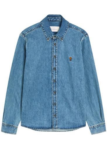 Logo-embroidered denim shirt by AMI