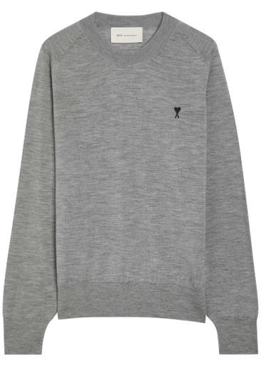 Logo-embroidered wool jumper by AMI