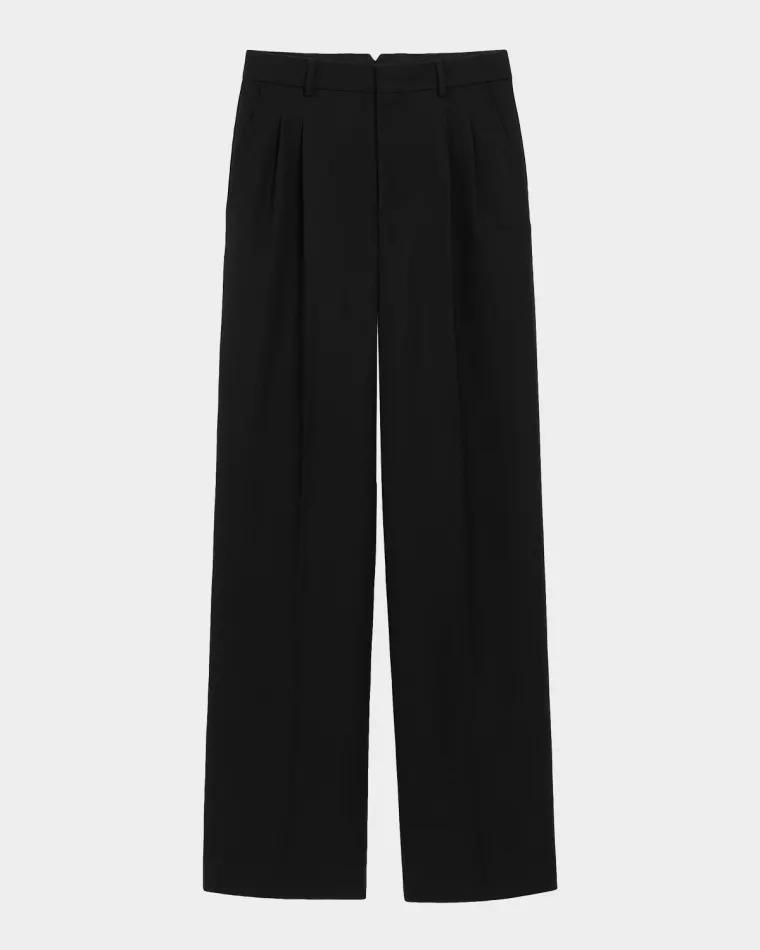 Low-Rise Pleated Wide-Leg Wool Trousers by AMI