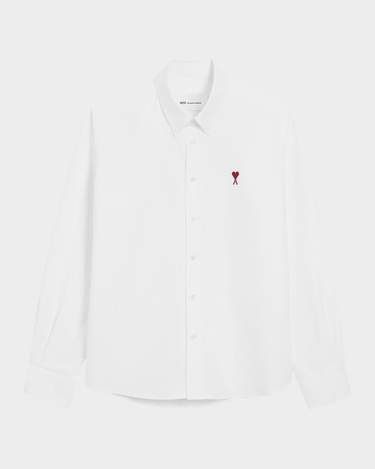 Men's Embroidered Ami de Coeur Cotton Sport Shirt by AMI