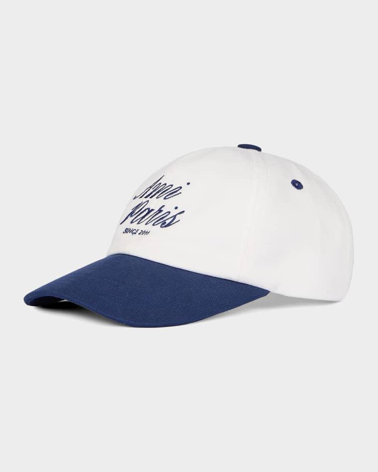 Men's Embroidered Logo Bicolor Canvas Baseball Cap by AMI