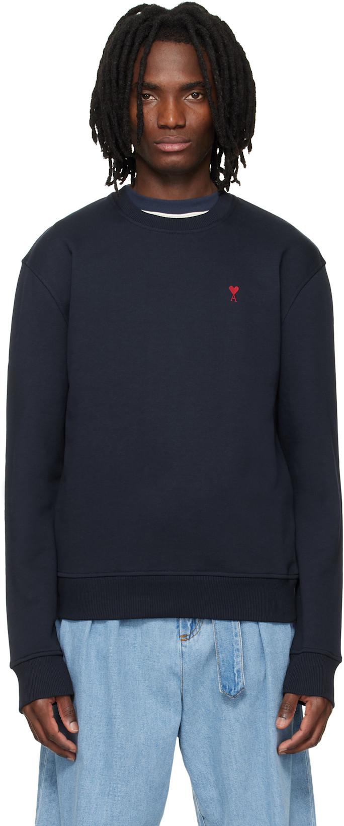 Navy Cotton Ami de Coeur Sweatshirt by AMI
