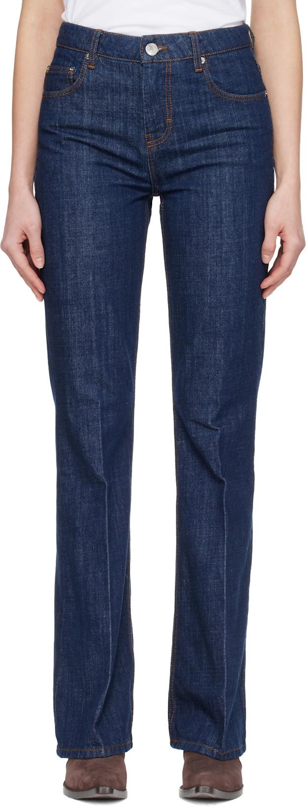 Navy Cotton Bootcut Fit Jeans by AMI
