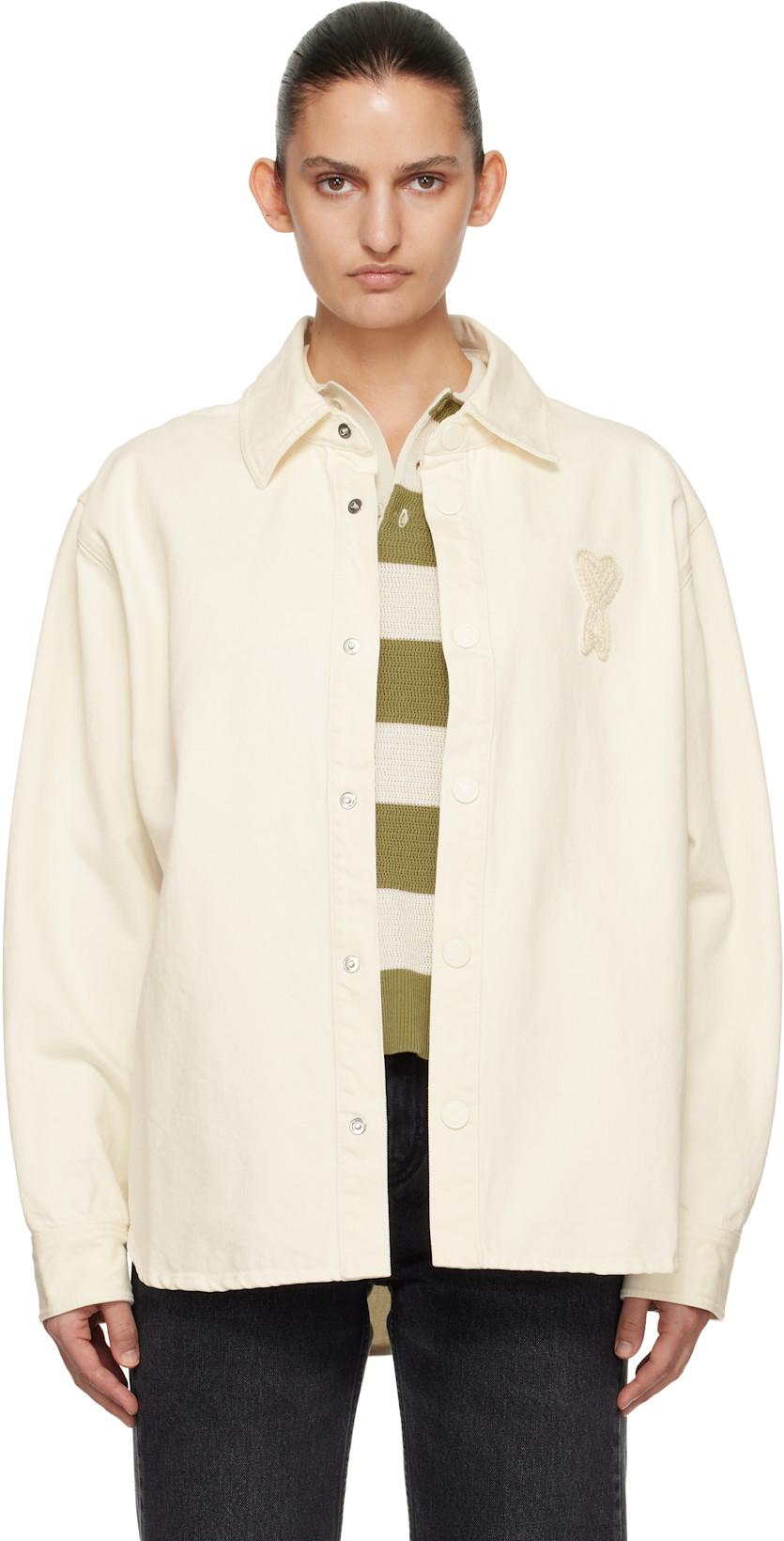 Off-White Cotton Knitted 'Ami de Coeur' Overshirt by AMI