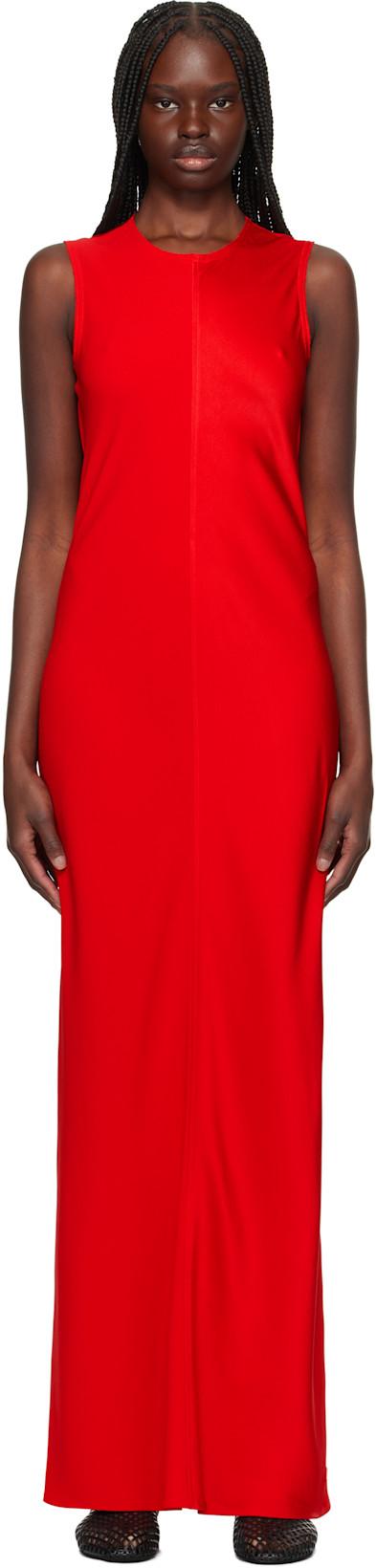 Red Straight Maxi Dress by AMI