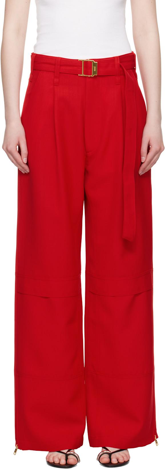 Red Wool Cargo Pants by AMI