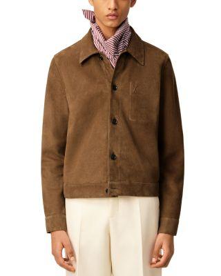 Regular Fit Button Front Leather Jacket by AMI