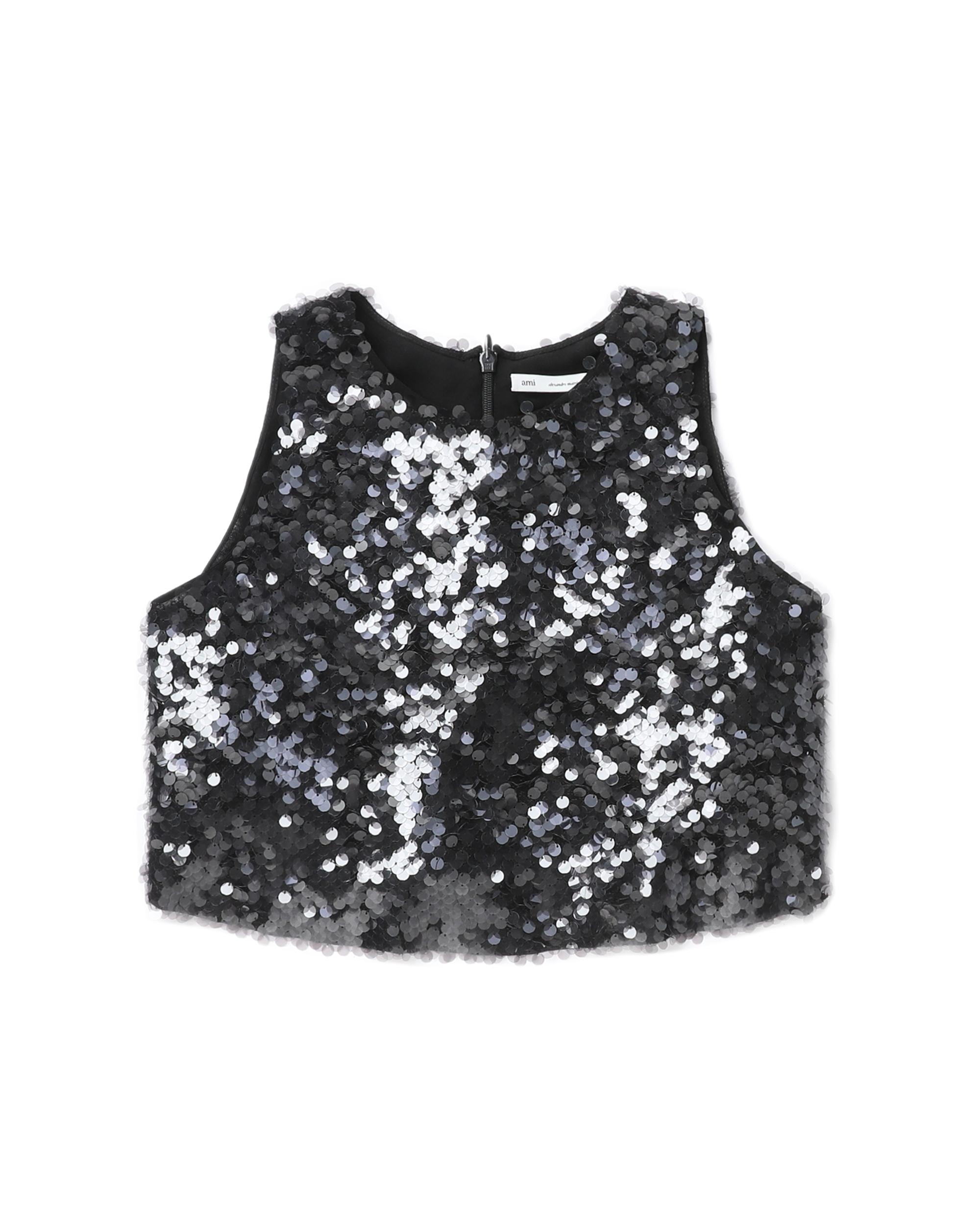 Sequin-embellished silk crop top by AMI