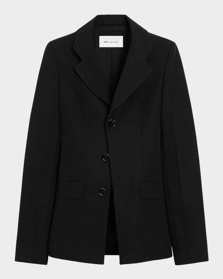 Single-Breasted Slim Wool Blazer Jacket by AMI