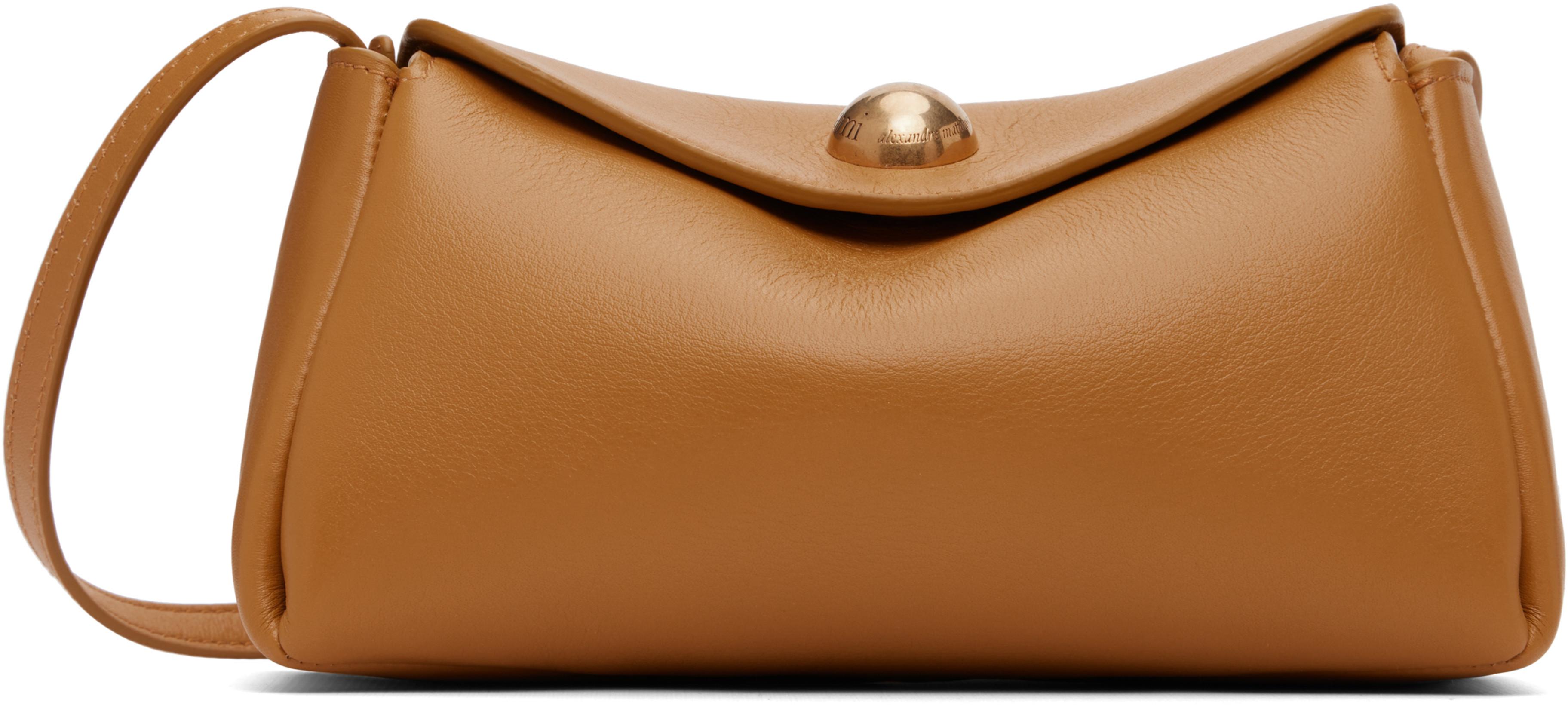Tan Calfskin Leather Mini Carrousel Bag by AMI