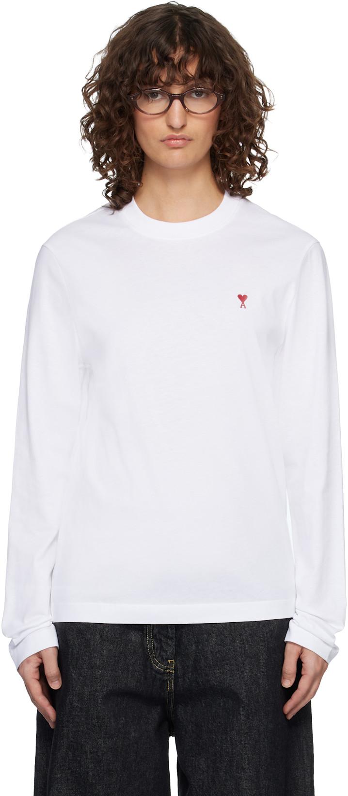White Ami de Coeur Long Sleeves T-shirt by AMI