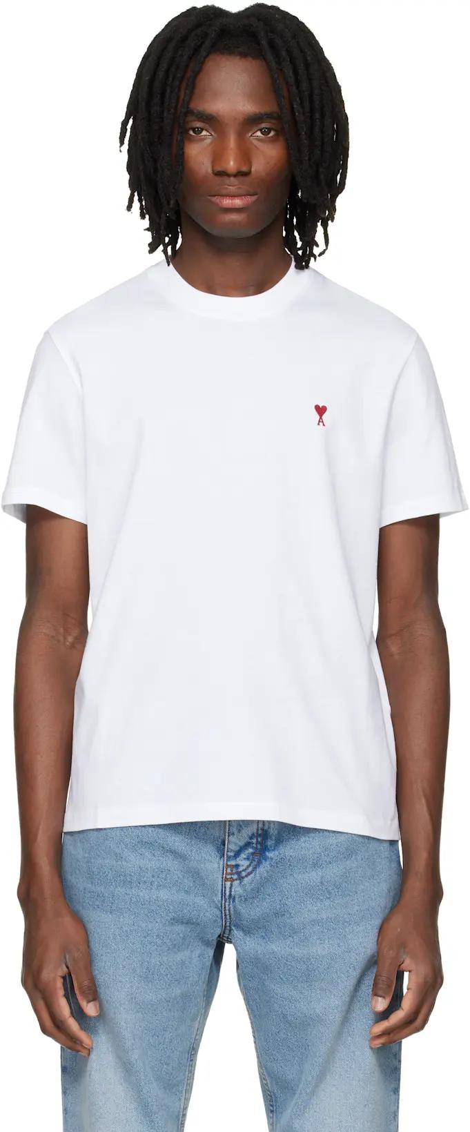 White Cotton Ami de Coeur T-shirt by AMI