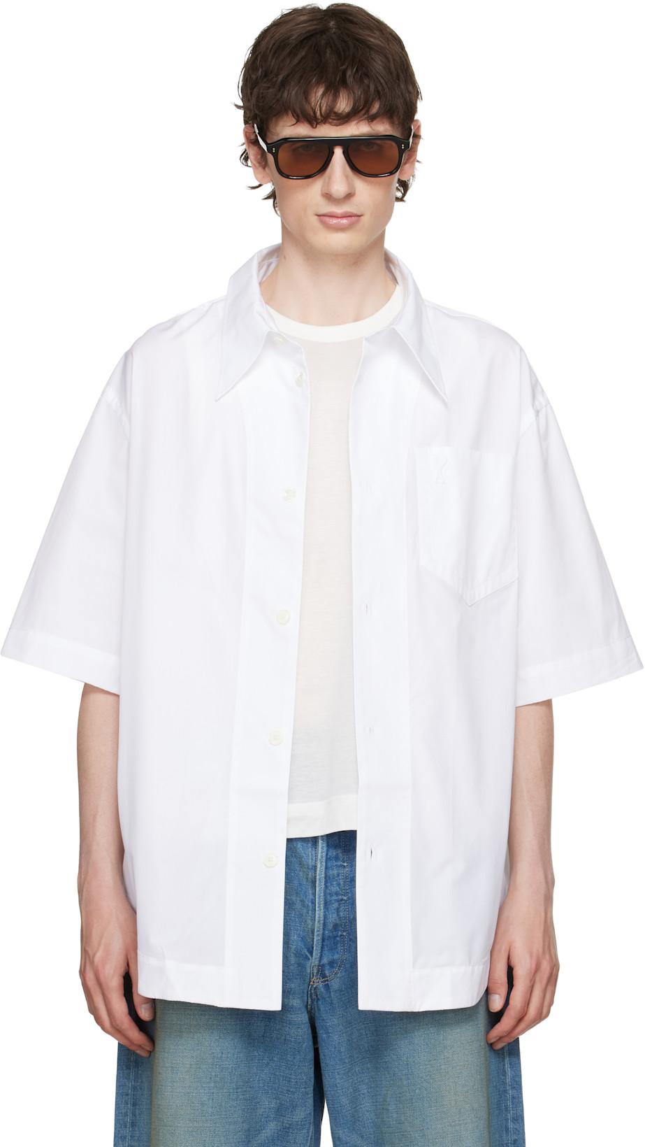 White Cotton 'Ami de Coeur' Wide Shirt by AMI