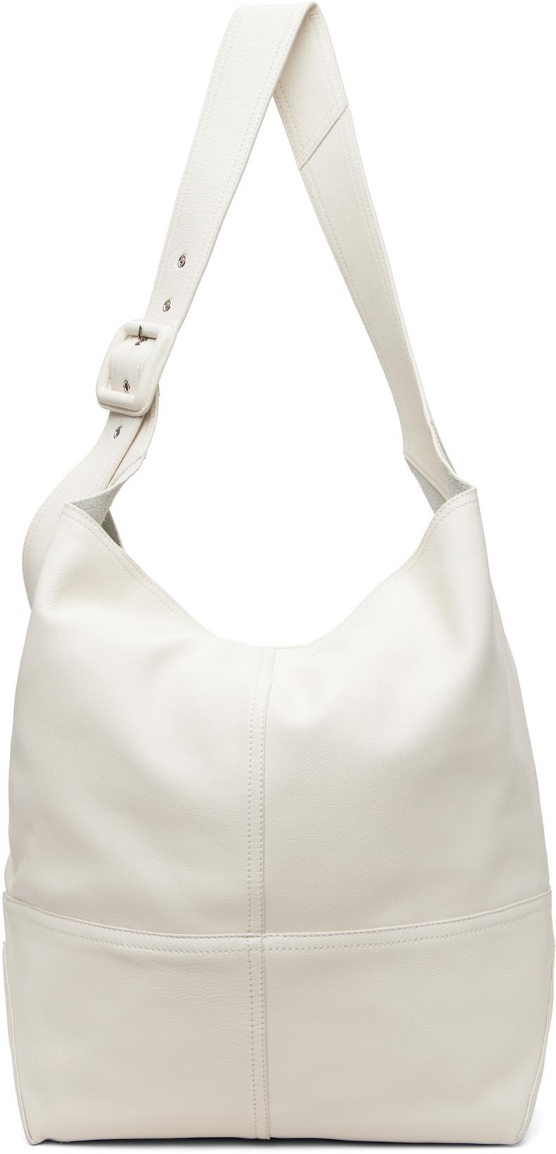 White Taurillon Leather Etienne Crossbody Bag by AMI