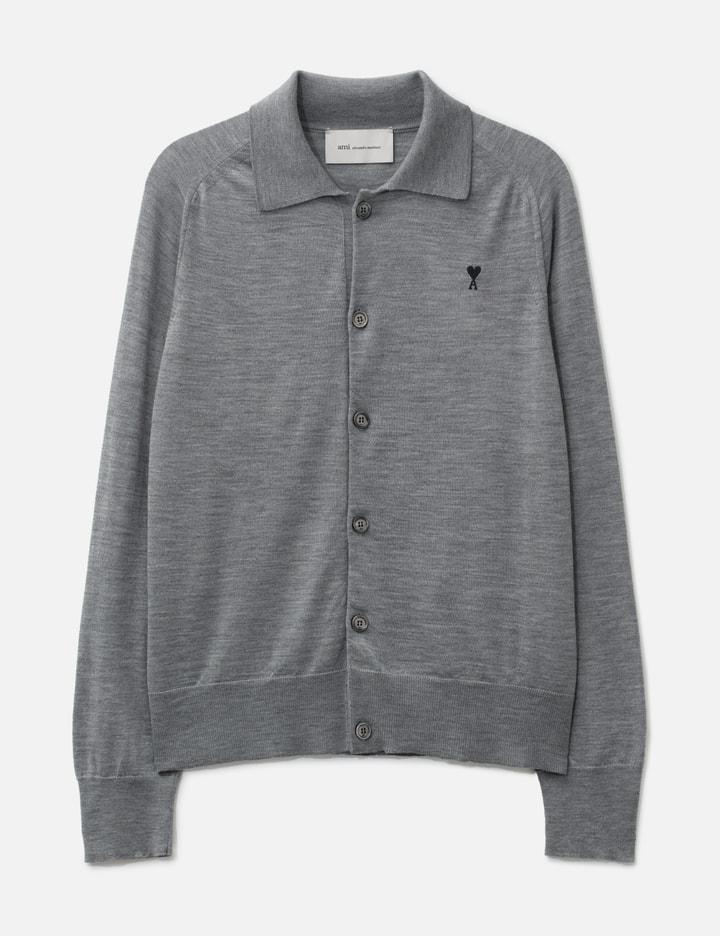 Wool Shirt Collar Ami De Coeur Cardigan by AMI