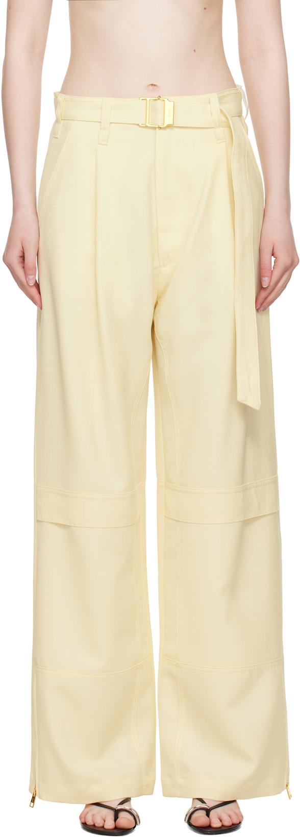 Yellow Wool Cargo Pants by AMI