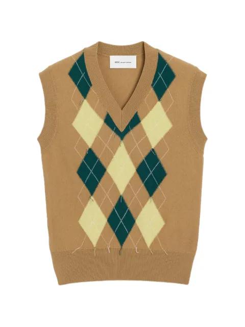 argyle intarsia sleeveless sweater by AMI
