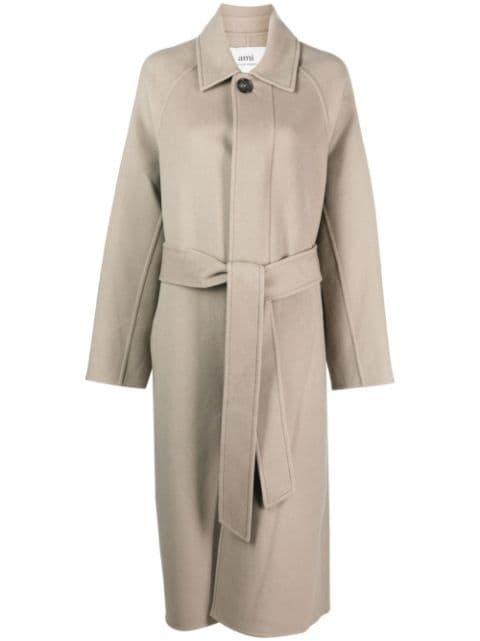 belted single-breasted coat by AMI