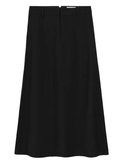 blended linen tailor construction long trapeze skirt by AMI