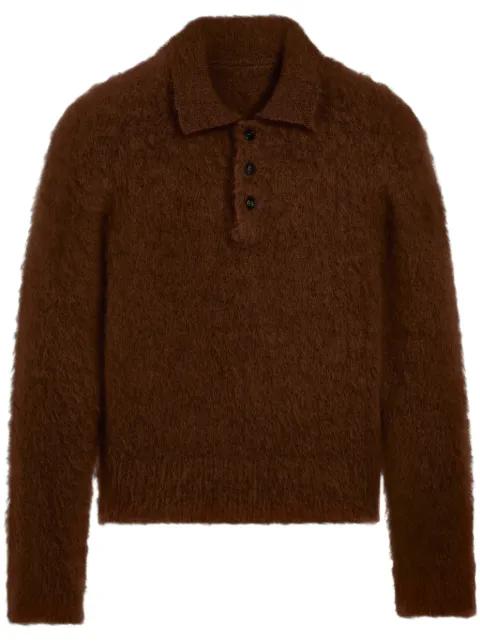 brushed-finish polo-collar jumper by AMI