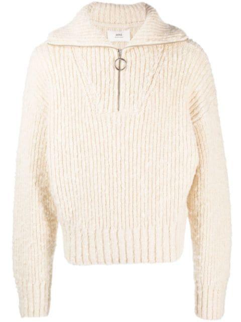 brushed half-zip jumper by AMI