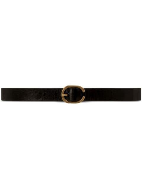 buckled leather belt by AMI