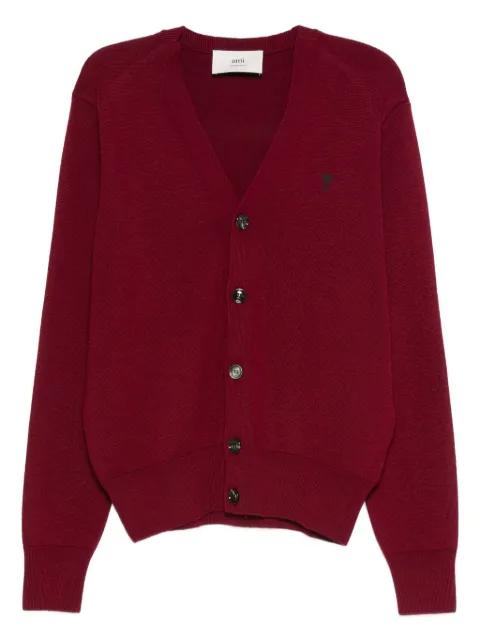 button-front logo-embroidery cardigan by AMI