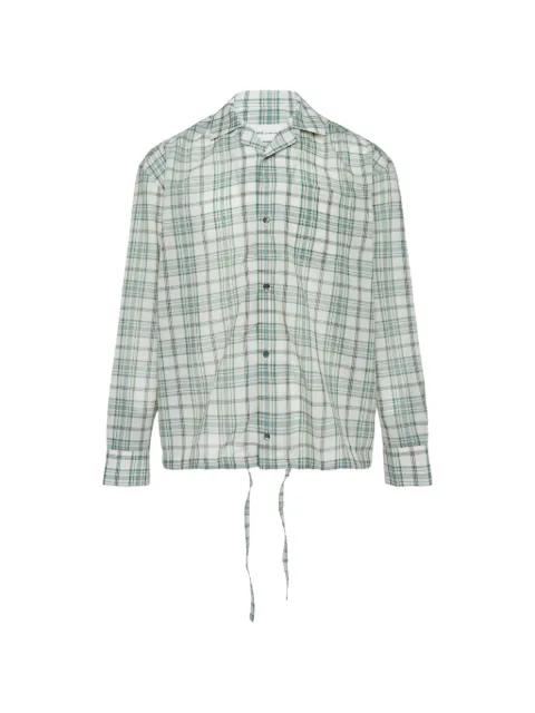 check-pattern drawstring-hem boxy-fit shirt by AMI