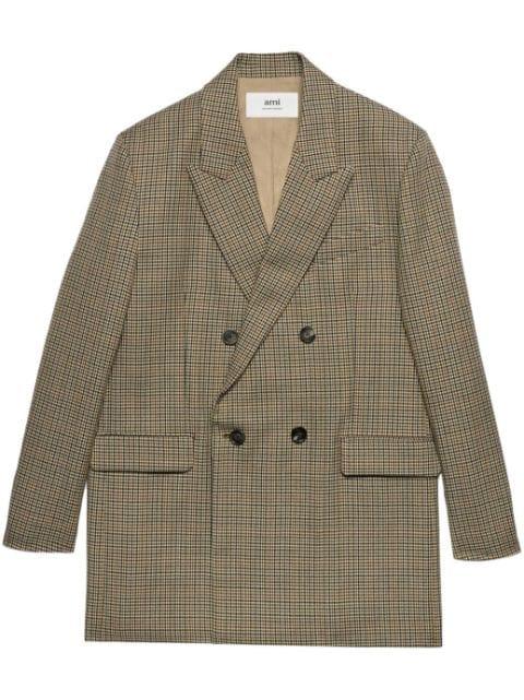check-print double-breasted blazer by AMI