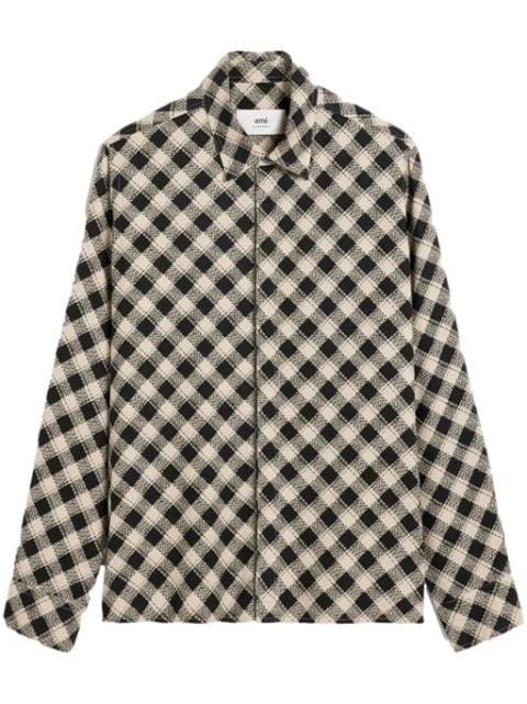 checked double topstitching shirt by AMI