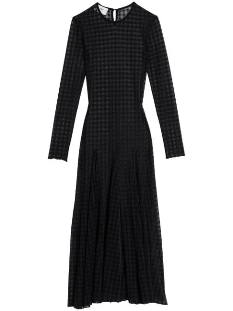 checked semi-sheer midi dress by AMI