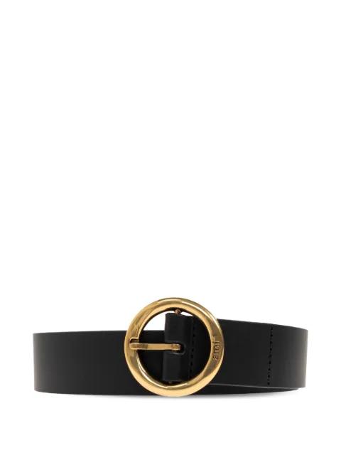 circular-buckle leather belt by AMI