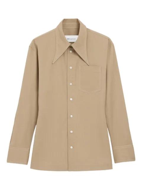 cotton sharp collar fitted shirt by AMI