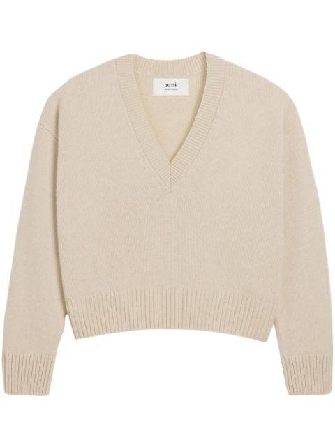 cropped wool-cashmere blend jumper by AMI