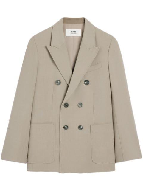 double-breasted peak-lapel blazer by AMI