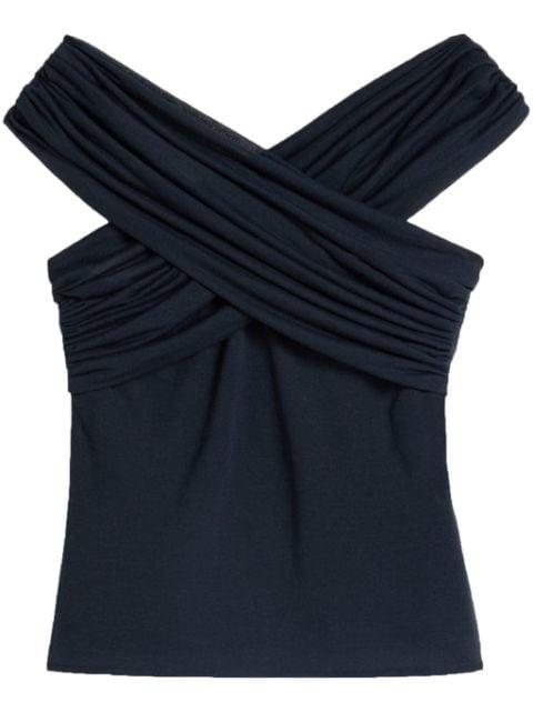 draped-design cotton-blend top by AMI