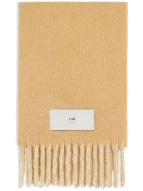 fringed wool blend scarf by AMI