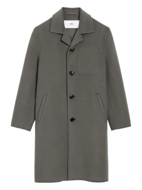 heart-embroidered wool coat by AMI