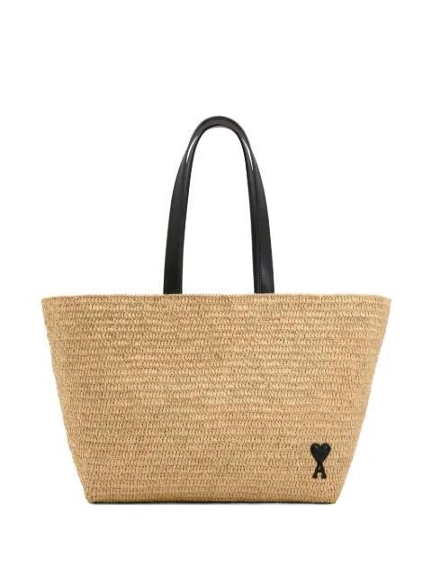 large Ami De Coeur raffia tote bag by AMI