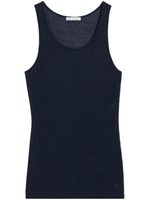 logo-embroidered cotton-blend top by AMI