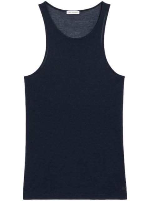 logo-embroidered cotton-blend top by AMI
