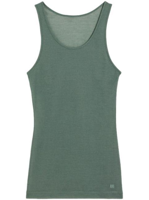 logo-embroidered cotton-blend top by AMI