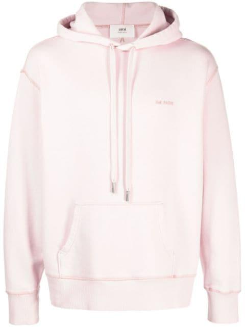 logo-embroidered cotton hoodie by AMI