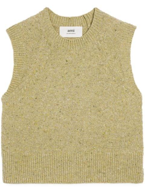 logo-embroidered knitted vest by AMI