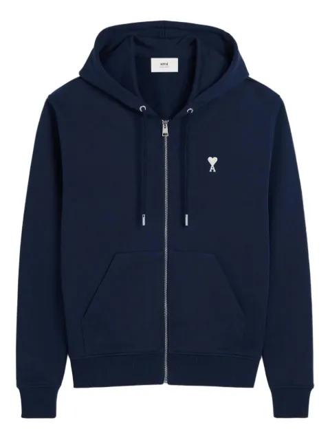 logo-embroidered zip-up hoodie by AMI