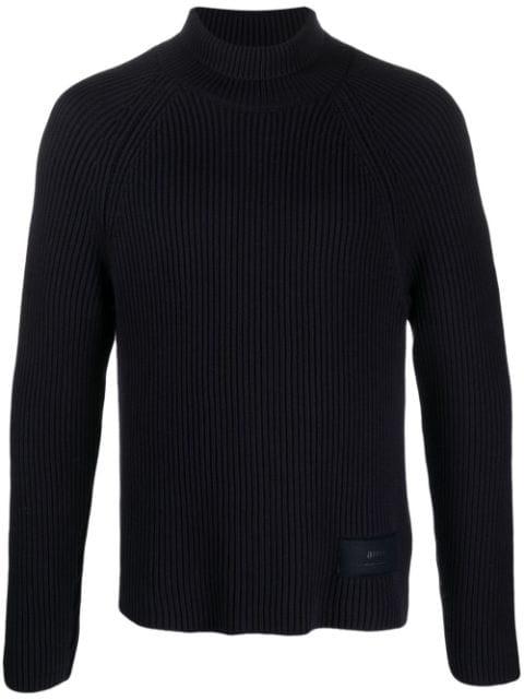 logo-patch ribbed-knit jumper by AMI