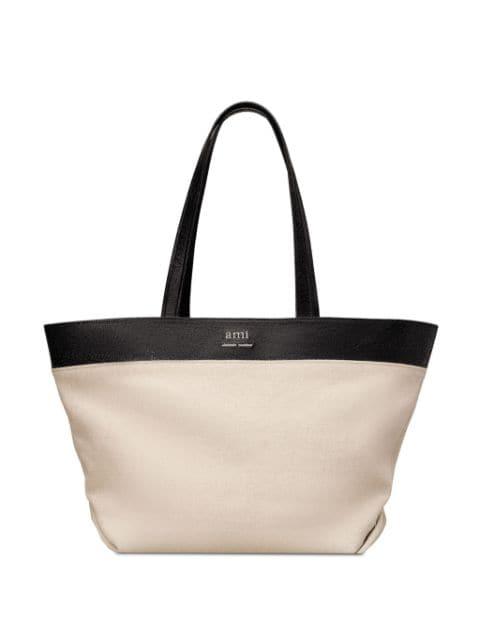 logo-plaque panelled tote bag by AMI